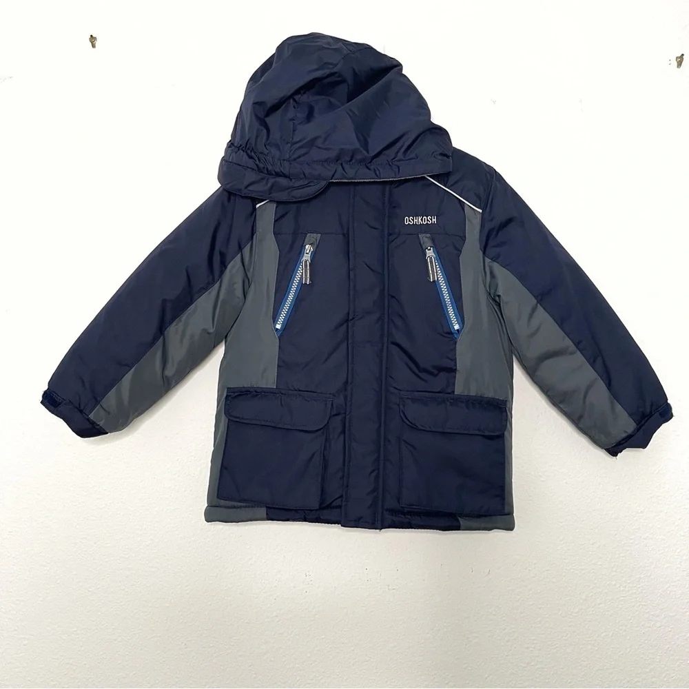 Oshkosh B’gosh quilted insulated snow ski kids full zip hoodie jacket size M